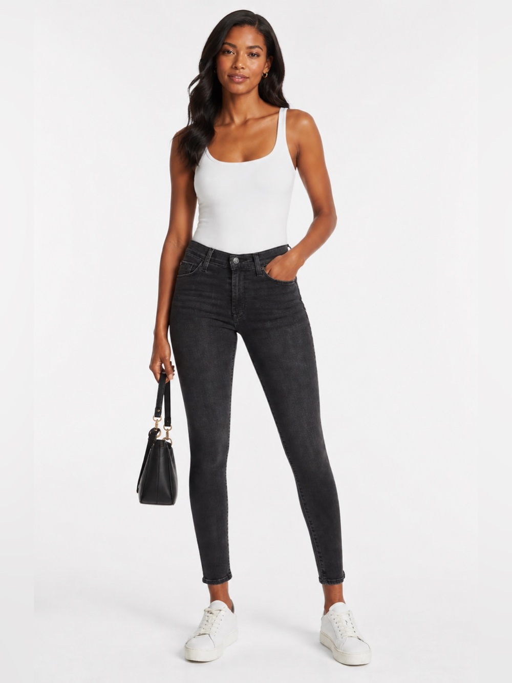Hudson Natalie Midrise Super Skinny Ankle Jeans Black Wash Size 25 NWT